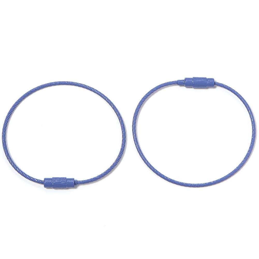 10pcs/lot Stainless Steel Wire Keychains Colorful Round Cable Loop Screw Lock Rope Rings For DIY Keyrings Key Chains Accessor