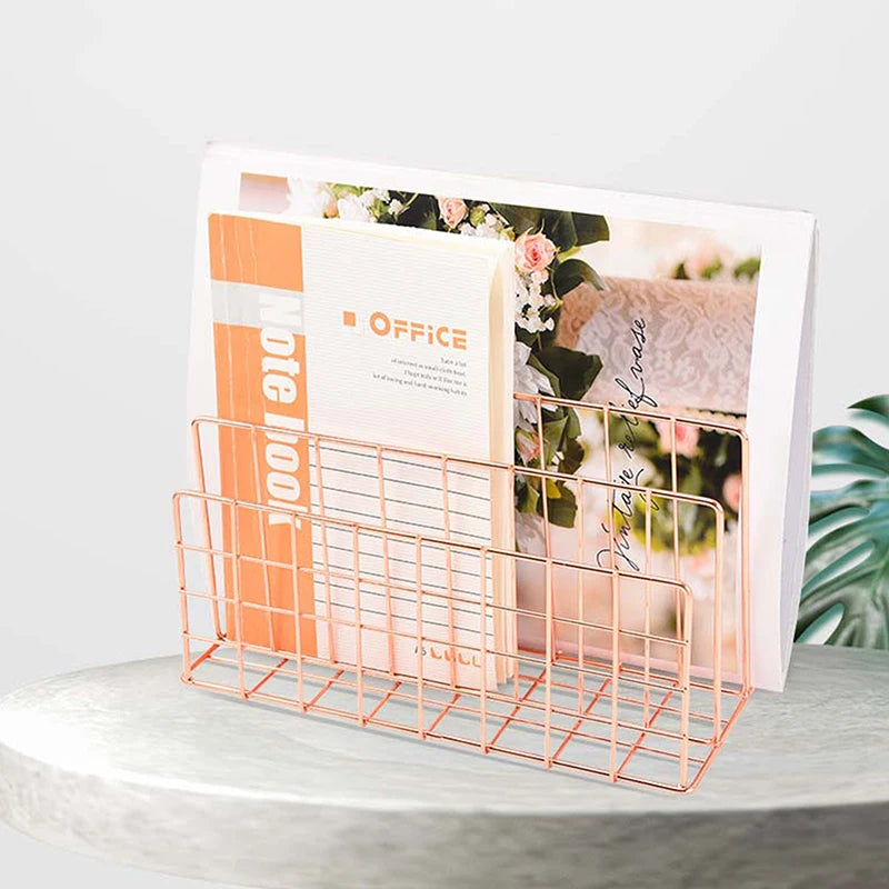 Ins Minimalist Iron Desktop Storage Rack Organizer Table Organizing Rack Document Book Rack Desk Multi-functional Storage Rac