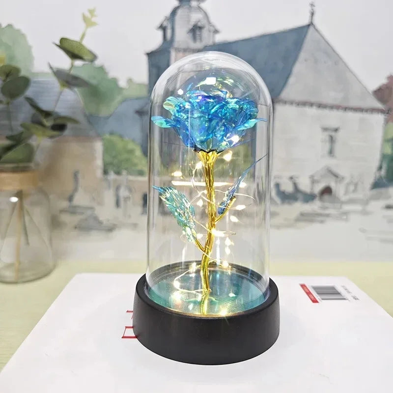 Artificial Rose Flowers Valentines Day Gift for Girlfriend Eternal Rose LED Light Foil Flower Wedding Decor Christmas Gifts -