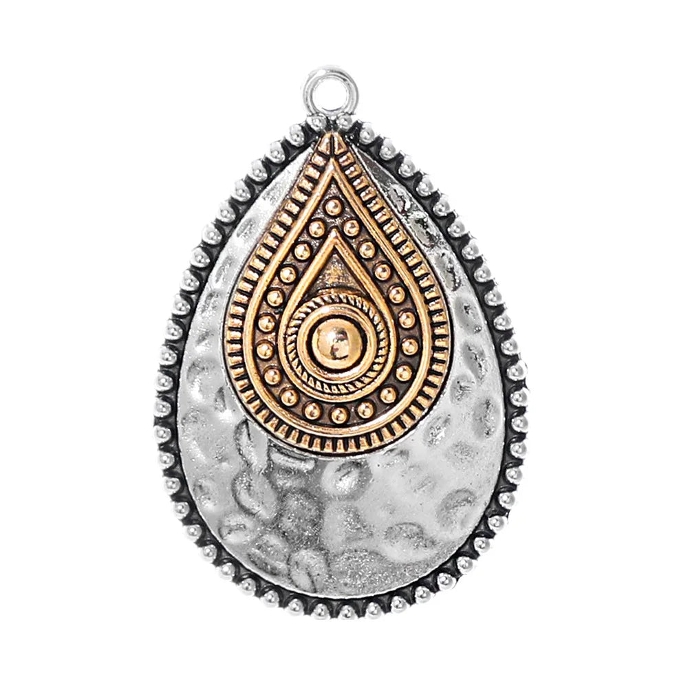 Retro Vintage Ethnic Bohemia Teardrop Pendants for Women Earrings Necklaces Charms for DIY Making Jewelry Accessories