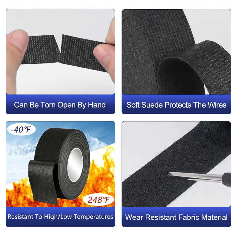Automotive Wiring Harness Adhesive Tape Noise Reduction Heat Resistance Flame Retardant Electrical Protective Cloth Tape