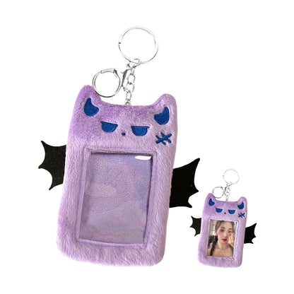 Cute Little Devil Plush Card Holder for Students Campus Photo ID Bus Card Display Pendant Pocket Card Protector Accessories