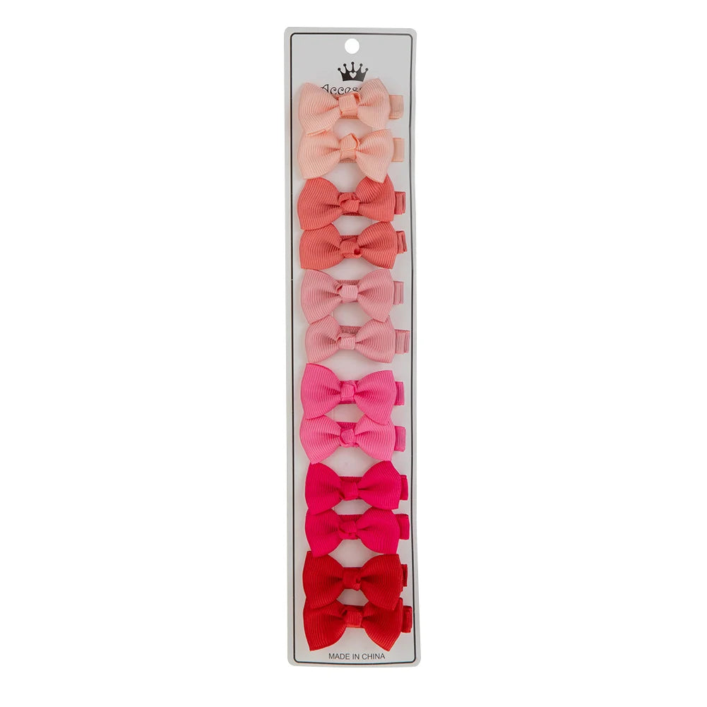 12Pcs/Lot Solid Color Grosgrain Ribbon Bowknot Kids Hair Clips Handmade Bows Baby Girls Barrettes Hairpins Photo Props Gift S