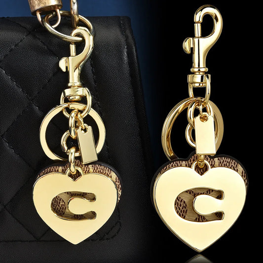 Signature Canvas Gold Heart Bag Charm Monogram Letter C Designer Purse Pendant Luxury Handbag Upgrade Personalized Gift For H