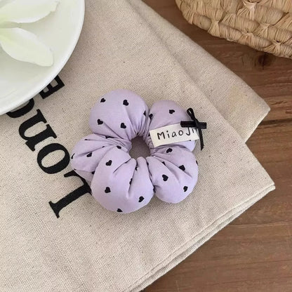 1PC Cute Flower - Shaped Hair Scrunchies for Kids, Heart - Printed Elastic Hair Ties, Sweet Hair Accessories for Girls - purp