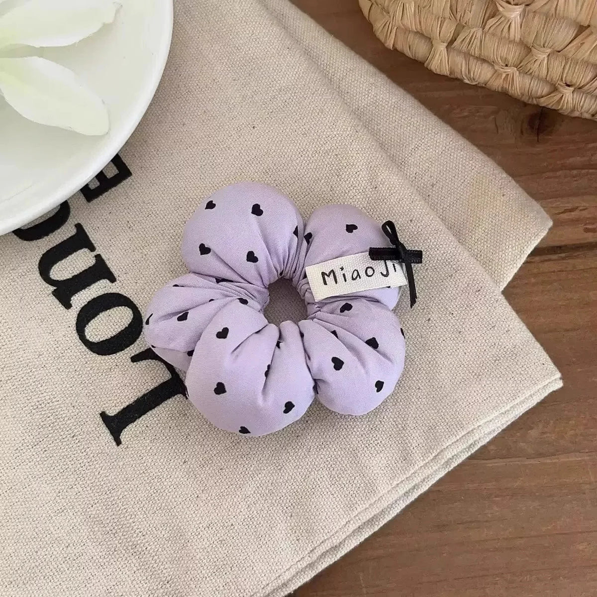 1PC Cute Flower - Shaped Hair Scrunchies for Kids, Heart - Printed Elastic Hair Ties, Sweet Hair Accessories for Girls