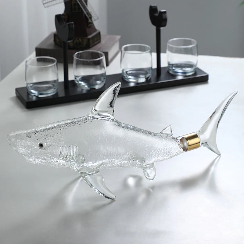 1000mL Shark Decanter Suit Originality Wine Set Ornament Glass Bar Animal Shaped Wine Bottle Manual Arts And Crafts Gift