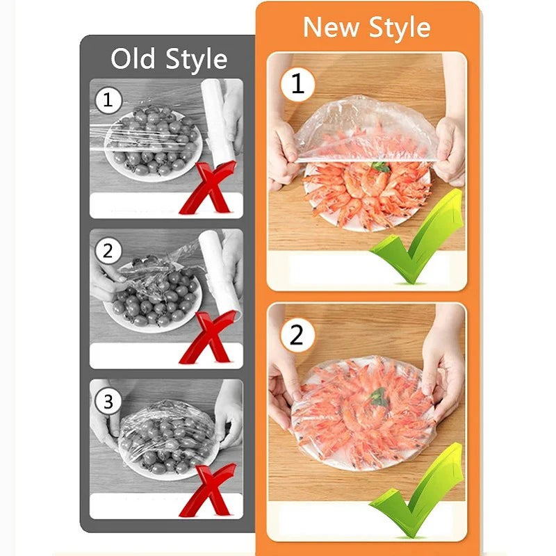 50 Pieces Disposable Food Cover Plastic Wrap Food Grade Fruit And Vegetable Plastic Bags Elastic Plastic Bags Kitchen Organiz