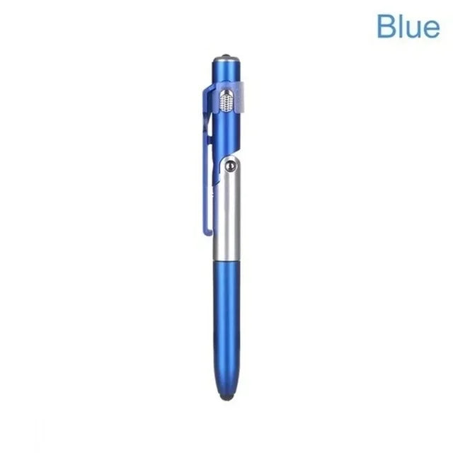 4 In 1 Multifunction Ballpoint Pen with LED Light Fold Phone Holder Night Read Writing Pencil Office School Student Stationer