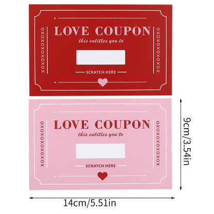 10Pcs/20Pcs Scratch-Off Love Coupons Couple Scratch Off Cards Valentine's Day Wedding Anniversary Creative Gifts