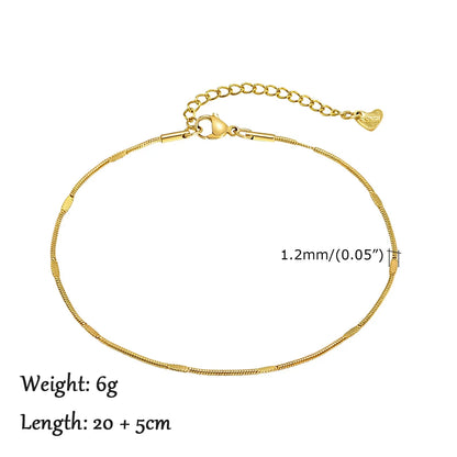 2024 Summer New Gold Color Anklets For Women Stainless Steel Firga Chain Feet Jewelry Layered Link Chain Accessory - Anklet 8