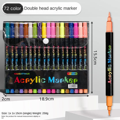 Professional Art Use 48-Color Acrylic Paint Markers, Dual-Tip Fine and Brush Tip Pens, Suitable for Stone, Wood, Calligraphy 