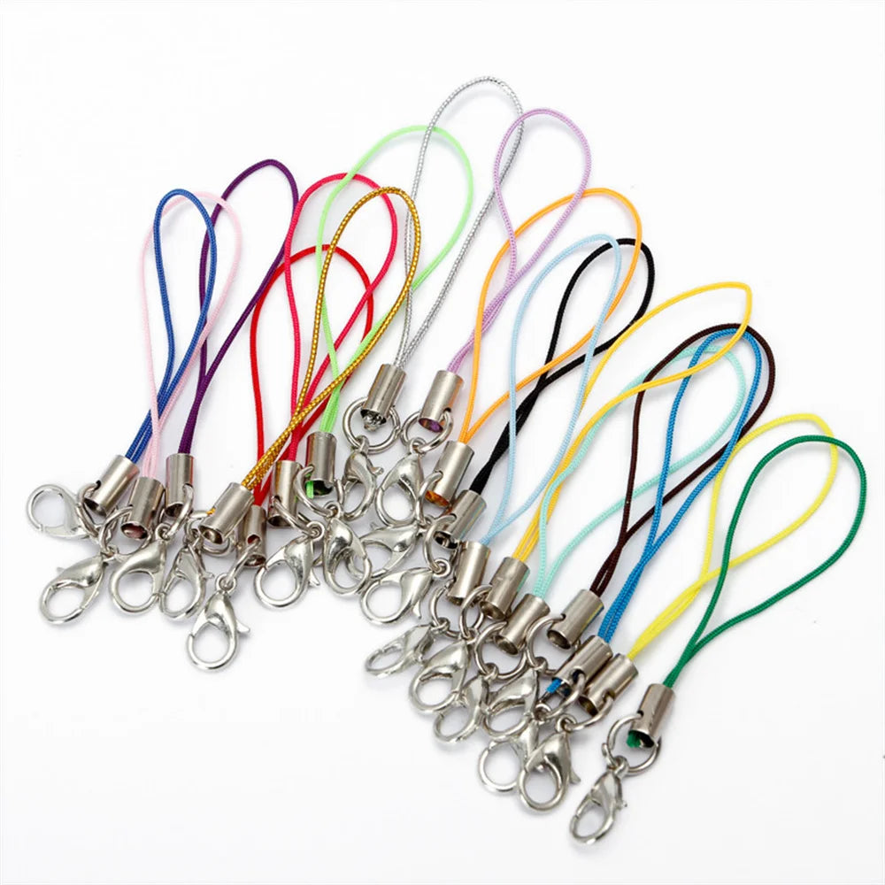 50pcs Mix Color Lobster Clasp Cords Strap Charms Lanyard String Wrist for Cell Phone Flash Drives Keychain DIY Jewelry Access