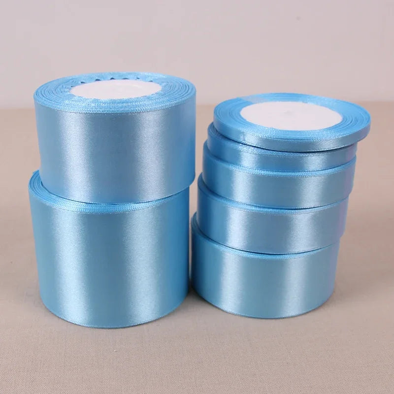 6mm 10mm 15mm 20mm 25mm 40mm 50mm Sky Blue Satin Ribbons Christmas Wedding Party Decoration Gift Wrapping Light Blue Ribbons