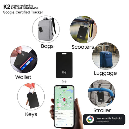 Wallet Tracker Card, Rechargeable Thin Finder, Works with Google Find My (Android Only),Item Locator for Luggage Tags Passpor