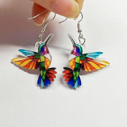 FTCY Acrylic Hummingbird Earrings For Women Retro Style Colorful Bird Drop Earrings Women's Jewelry Gifts - 1