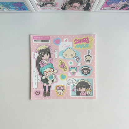 1/6PCS Cute Cartoon Sweet Cool Girl Stickers Hand Account Diary Notebook Planner Scrapbook DIY Decorative Stickers - 02