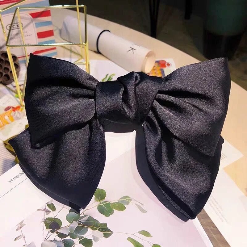 Solid Color Bow Ribbon Hair Clip New Women Large Bowknot Barrettes Women Ponytail Clip Headband Girls Hair Accessories Gift -