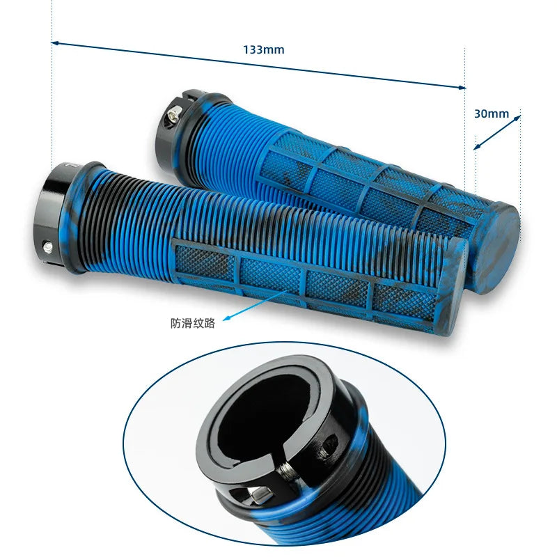 TPR Bicycle Grips Integrated Bike Handlebar Grips Aluminum Alloy Lock On Bicycle Handles Non-slip MTB Cuffs Mountain Bike Par
