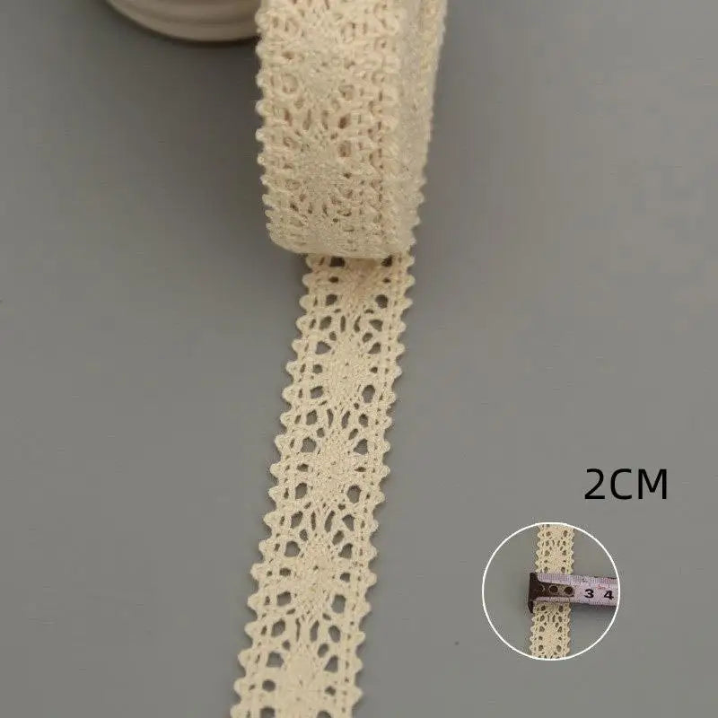5Yards Cotton Lace Trim Ribbon Beige Sewing Trim Lace Ribbon Crochet Lace Fabric DIY Wedding Party Craft Gift Decor - 04
