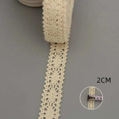5Yards Cotton Lace Trim Ribbon Beige Sewing Trim Lace Ribbon Crochet Lace Fabric DIY Wedding Party Craft Gift Decor - 04