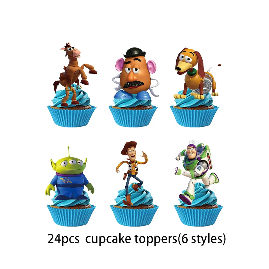 Toy Story Party Decoration Tableware Paper Plates Party Favors Gift Tablecloth BirthdayParty Supplies Toys Stamp Bracelet - 2