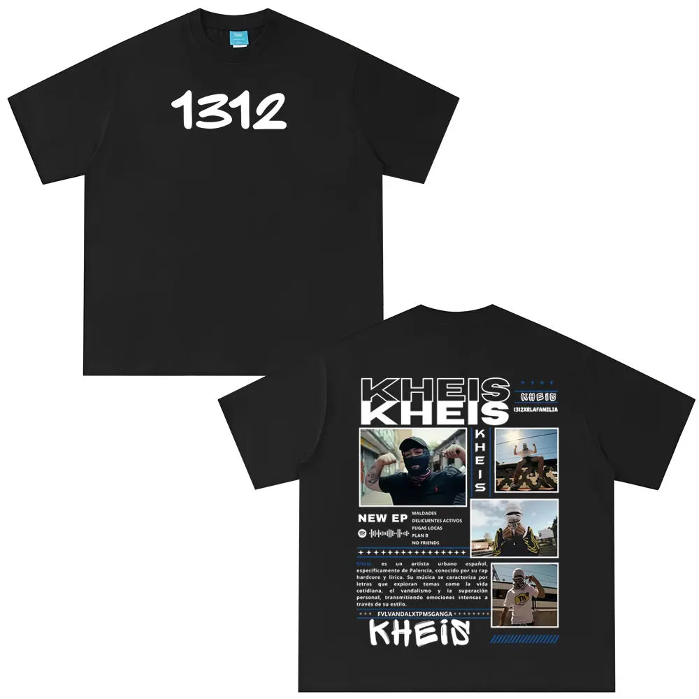 Rapper KHEIS Album Tour Graphics T-shirt Men Women Fashion Hip-hop T-shirts Short-sleeved Loose Casual Cotton Comfort T-shirt