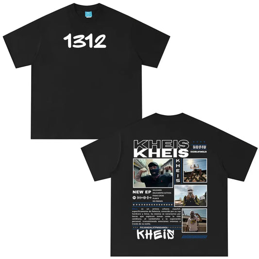 Rapper KHEIS Album Tour Graphics T-shirt Men Women Fashion Hip-hop T-shirts Short-sleeved Loose Casual Cotton Comfort T-shirt