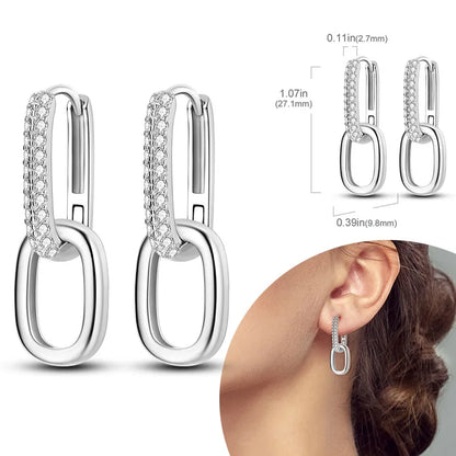 925 Sterling Silver Hoops Earrings Hypoallergenic Hoops Earrings With Zirconia Fashion Jewelry for Women Girls - KTE201