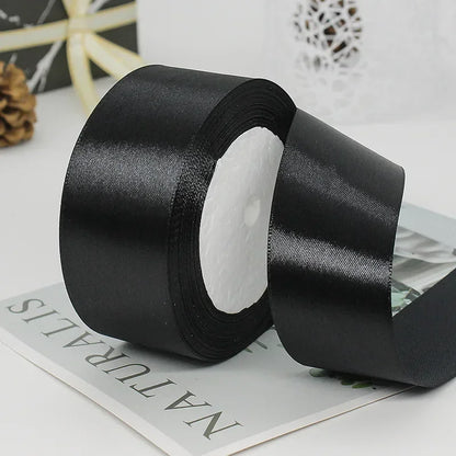 25yards/Roll 40mm Satin Ribbons Crafts Bow DIY Gift Wrap Wine Red Orange Yellow Green Blue Purple Black Gray Gold White Ribbo