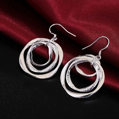 925 Sterling Silver Earrings Simple Round Circle Hoop Earrings For Woman Fashion Wedding Engagement Charm Jewelry - Pink1