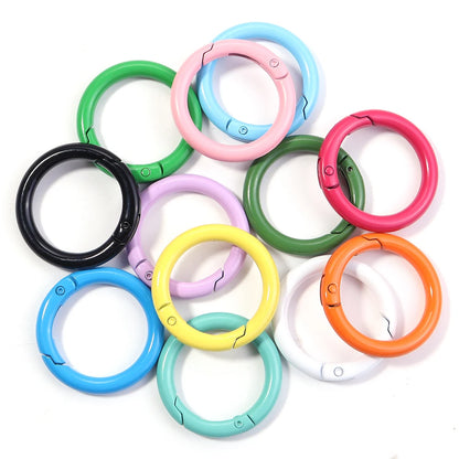 5-10pcs/lot Colorful Spring Clasps Openable Round Carabiner Keychain Bag Clips Hook Dog Chain Buckles Connector For DIY Jewel