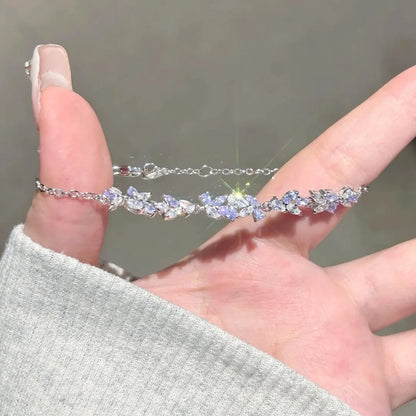 Zinc Alloy Bracelet Sparkling Zircon Flower Bracelet Handmade Bracelet Alloy For Daily Wear Fashion Accessory Party - purple 