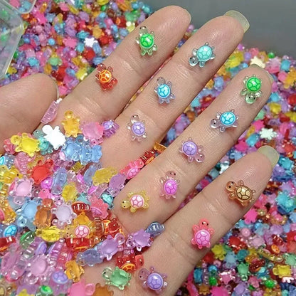 100Pcs Mini Resin Turtles Glow in The Night Turtle Miniatures Multi-Function Small Animals Figures for DIY Fairy Garden Decor