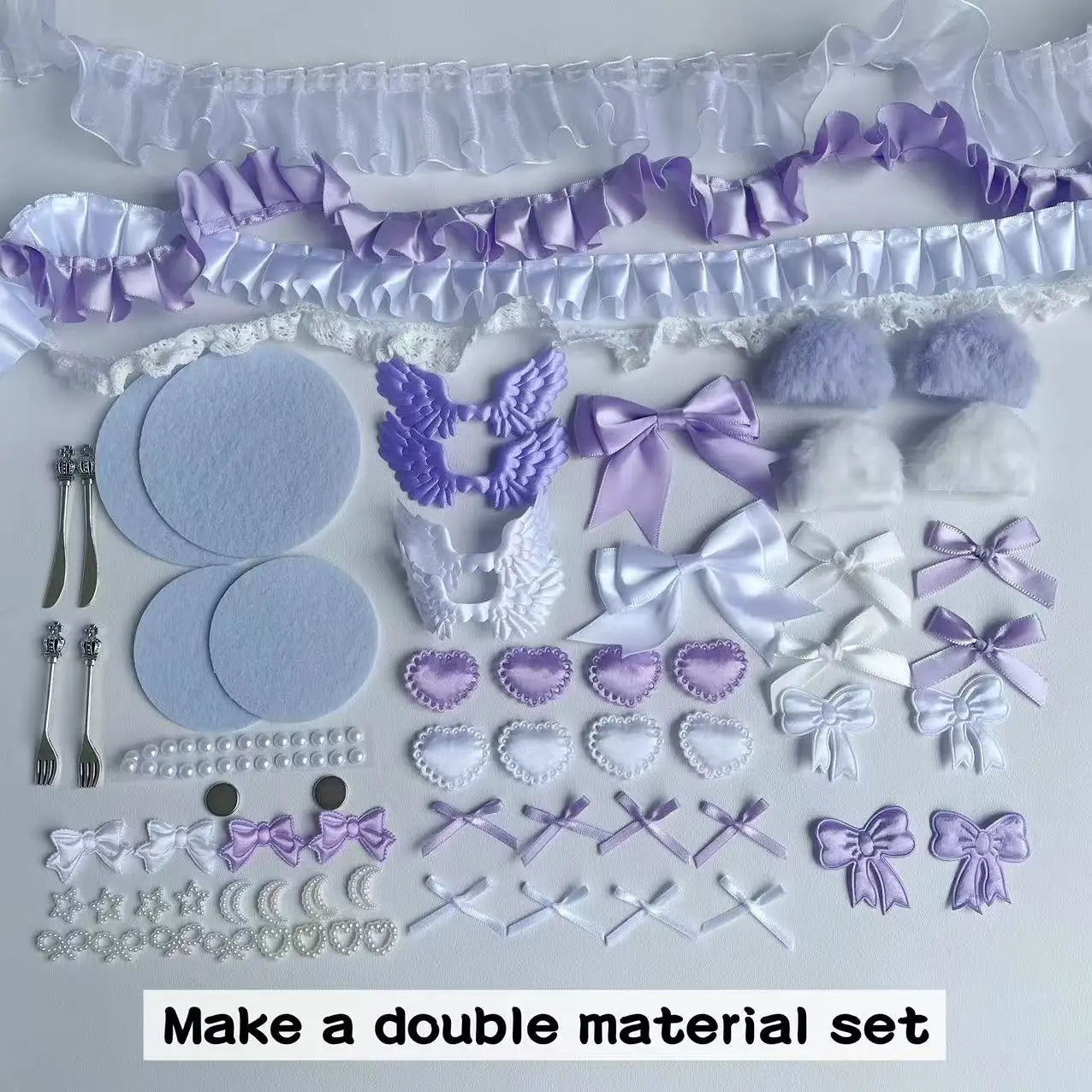 Bar chirp color material pack set collection girly pink bow lace accessories pain bag support accessories