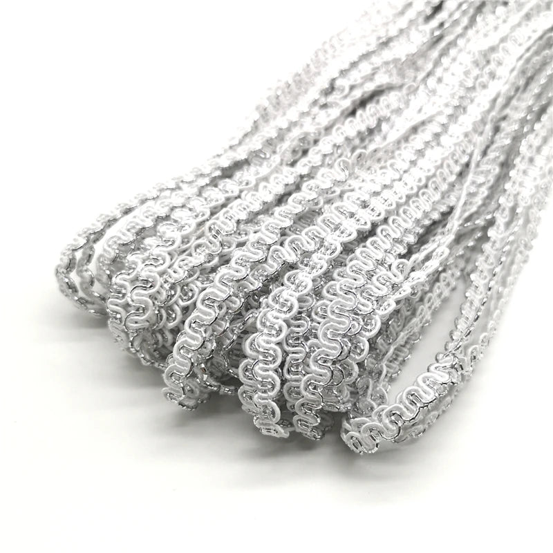 Lace Ribbon, 5 Yards Gold Silver Wave Lace Ribbon, Handmade Costume Trim, Wedding Party Accessories, Stage Performance Décor 