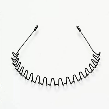 Unisex Black Elastic Non Slip Simple Metal Headbands For Men Women Wavy Hairband Spring Hair Hoop Fashion Hair Accessories - 