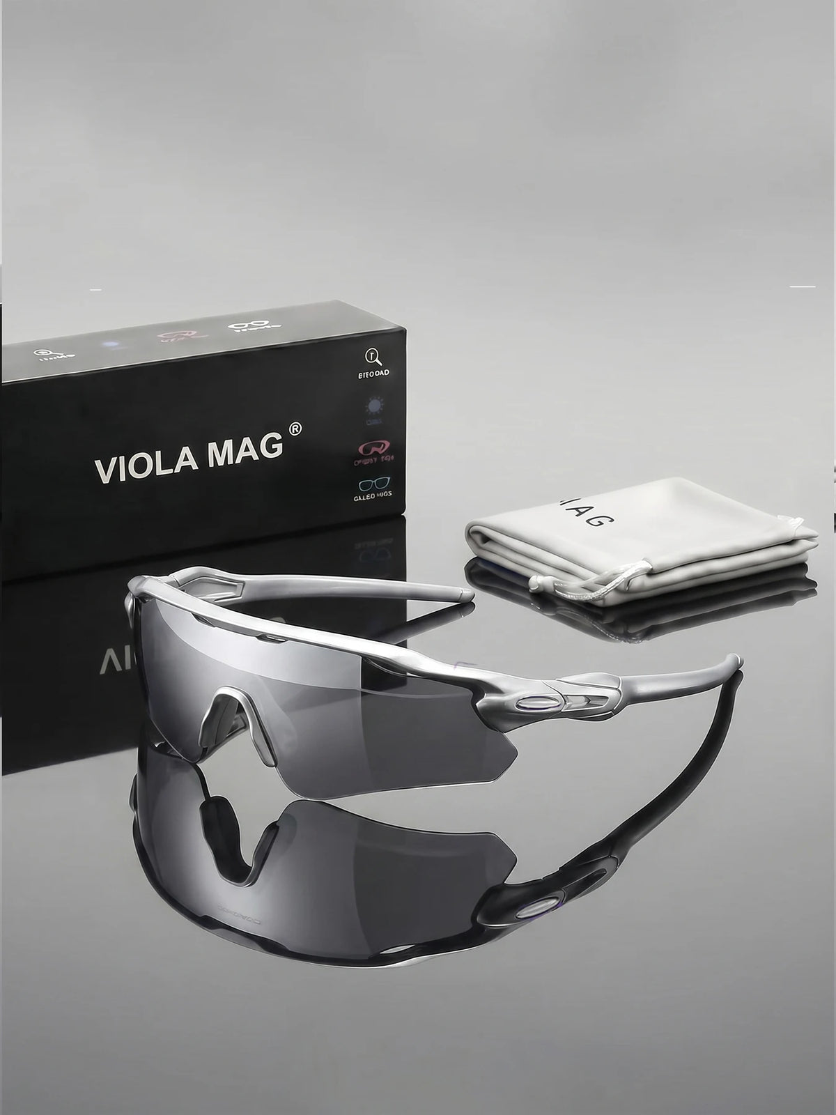 VIOLA MAG Integrated Half Frame Sunglasses, Color Film Unisex for Daily Travel Decoration, Anti Slip, with Mirror Bag
