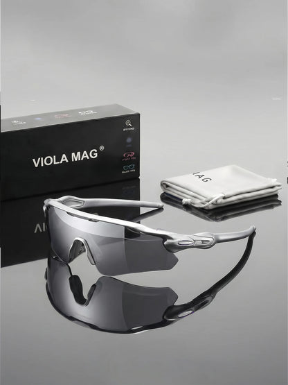 VIOLA MAG Integrated Half Frame Sunglasses, Color Film Unisex for Daily Travel Decoration, Anti Slip, with Mirror Bag - WHITE