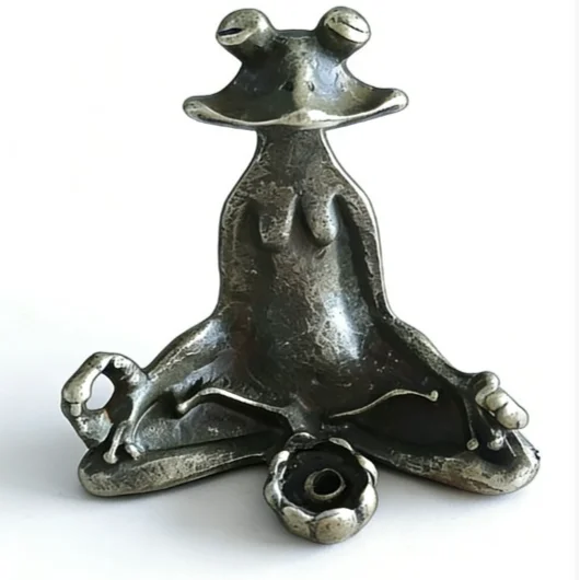 Retro Copperware Incense Socket Zen Frog Ornaments Solid Pure Copper Frog Tea Pet Incense Holder Ornaments