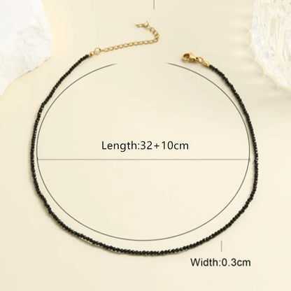 Trendy 3mm Black Clear Beads Chain Short Choker Necklace Female Jewelry Women Sweet Necklaces Bijoux Femme Ladies Party Gift