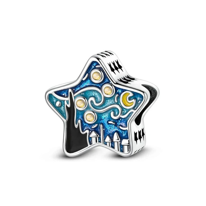 925 Sterling Silver Charms Fit Original Bracelets Star Moon Sun Spaceman Pendant Beads DIY Women Necklaces Jewelry - 40