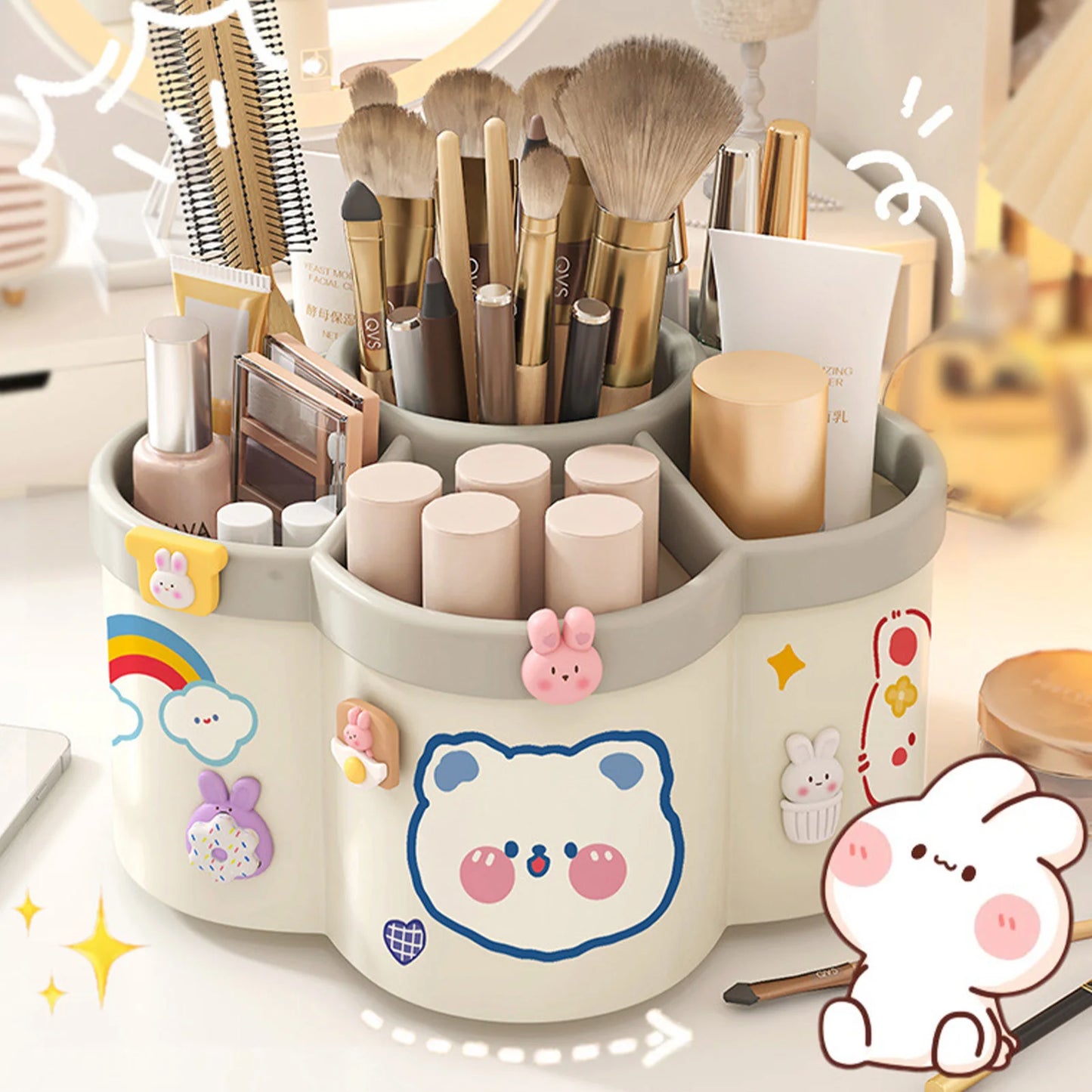 Rotating Pen Holder Desk Organizers Large Capacity Pen Storage Box Cosmetic Brush Organization Box Study Dormitory Accessorie