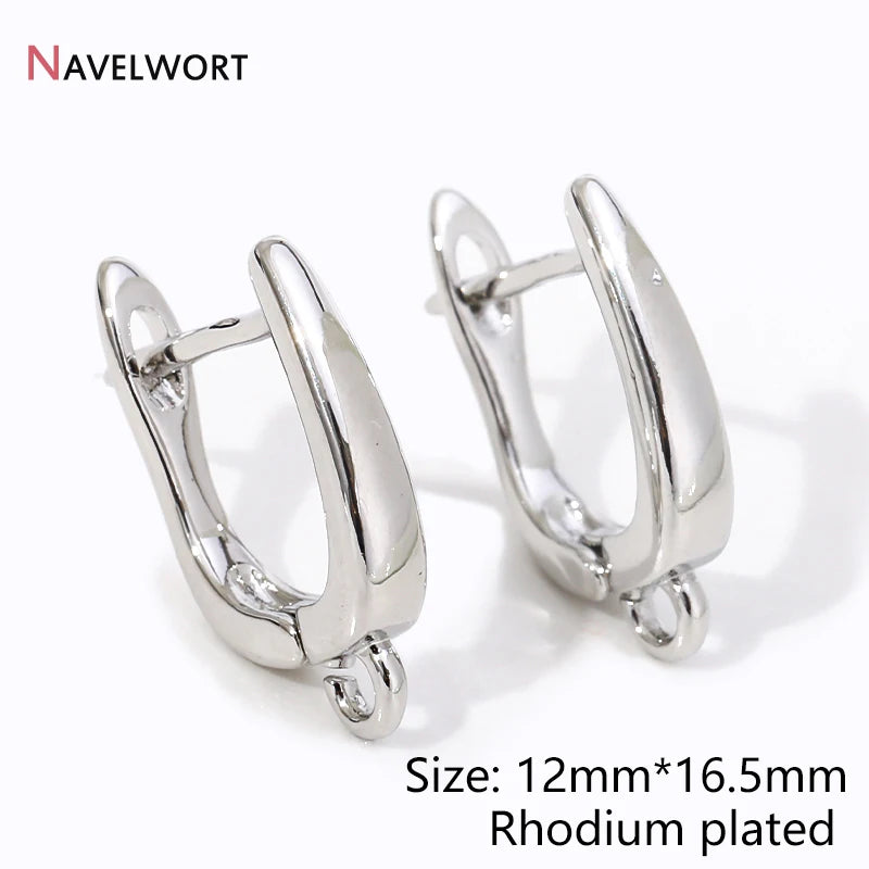 18K Gold Plated Brass Metal Earwires Basic Fasteners,Earring Fixtures,Inlaid Zircon Earring Hooks,Earring Making Supplies - R