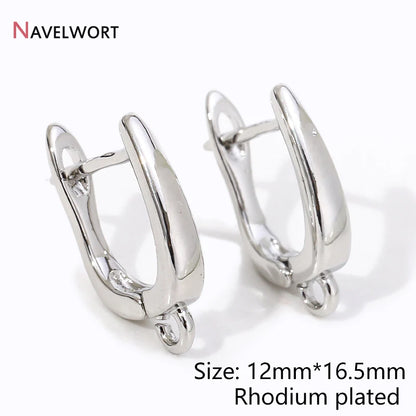 18K Gold Plated Brass Metal Earwires Basic Fasteners,Earring Fixtures,Inlaid Zircon Earring Hooks,Earring Making Supplies - R