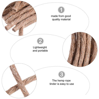 10Pcs Survival Wick Hemp Cord Camping Lighter Hemp Fire Starters Outdoor Wick Camping Ropes Survival Tools