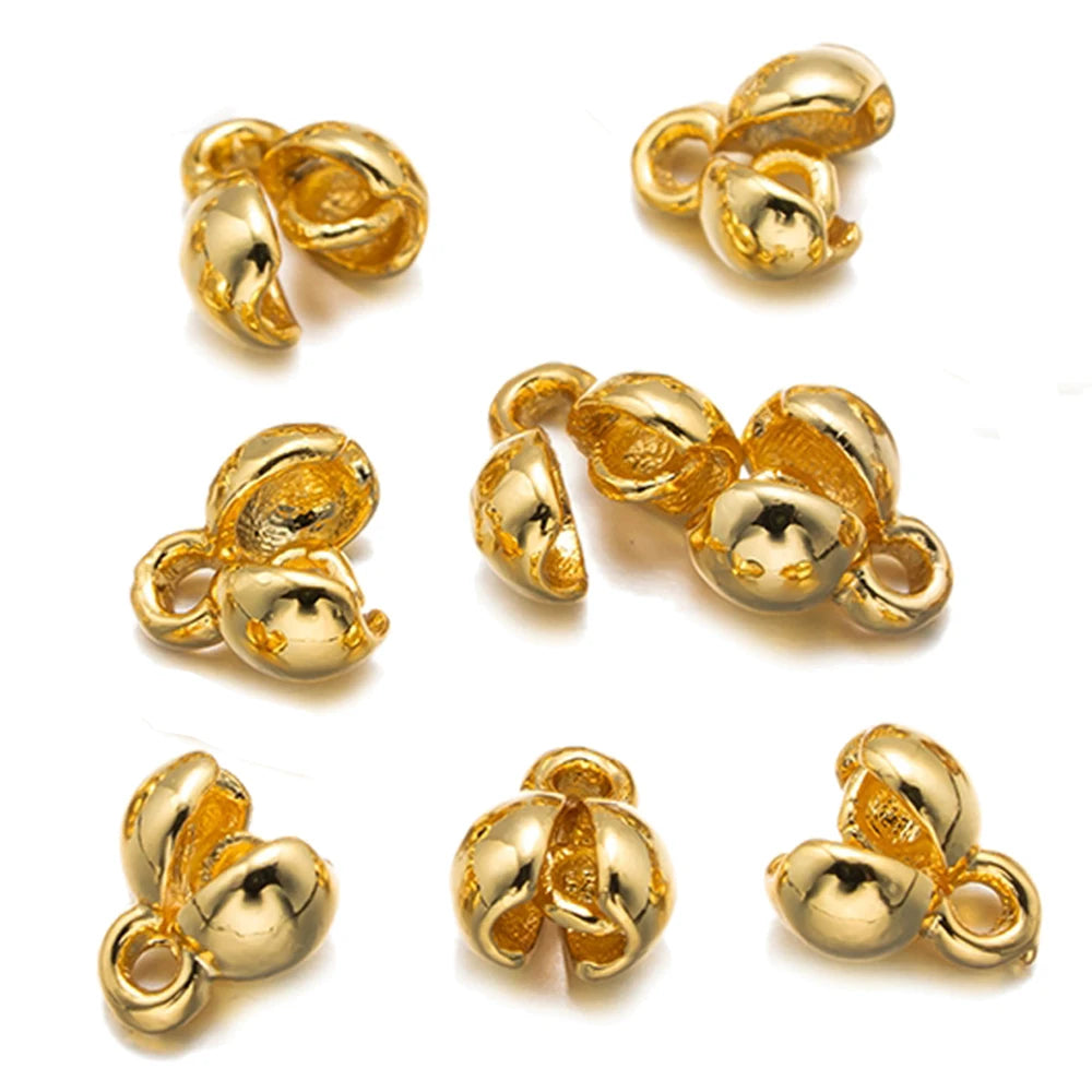 20Pcs 18K Gold Plated Brass Pearl Bracelet Ends Beads End Tips Connector For DIY Necklaces Earrings Jewelry Making Accessorie