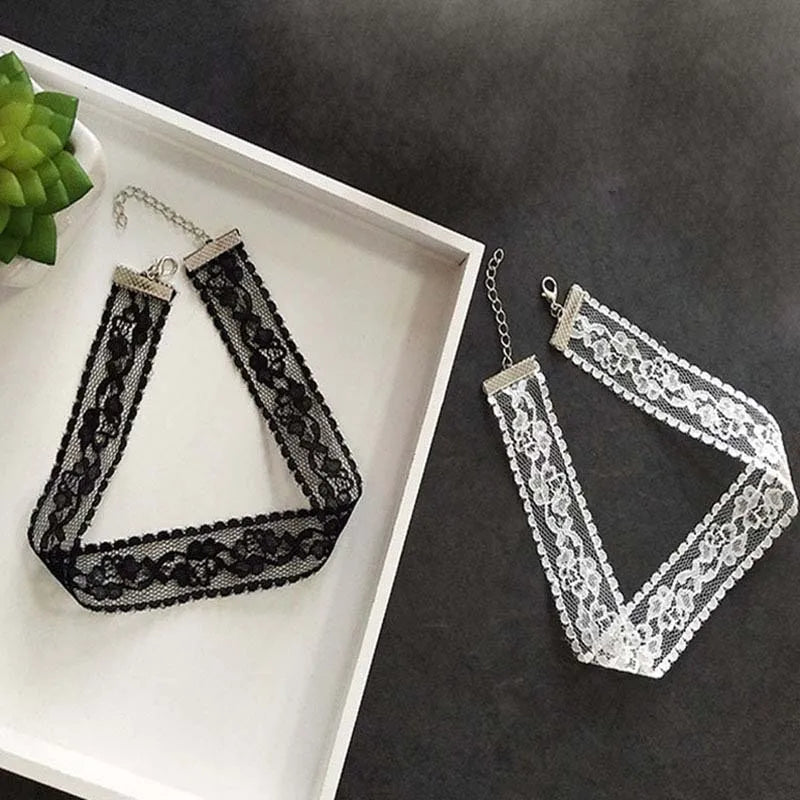 Short Lace Choker Nekclace for Women Girl Black White Color Fashion Romantic Necklace Gift for Party Neck Jewelry