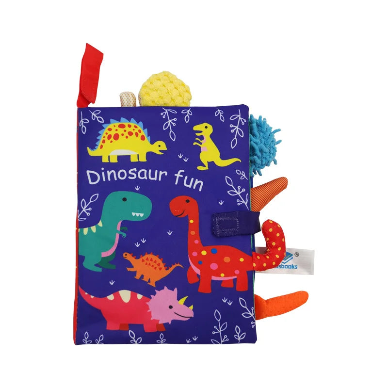 0-36M Baby Early Learning Toy Tail Cloth Book Parent-child Interactive Sound Paper Puzzle Cloth Book Rattle - Dinosaur