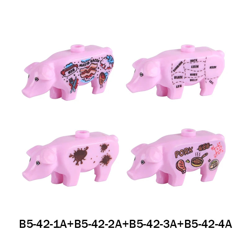 MOC City Animal Series Zoo Scene Panda Tiger Dog Cat Sheep Goat Accessories Building Blocks Bricks Street View Bricks Toys Gi